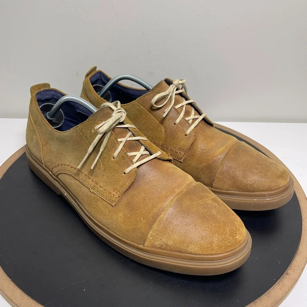 Cole Haan Grand OS Oxford Men 11.5 Cap Toe Tan Suede Business Casual Dadcore